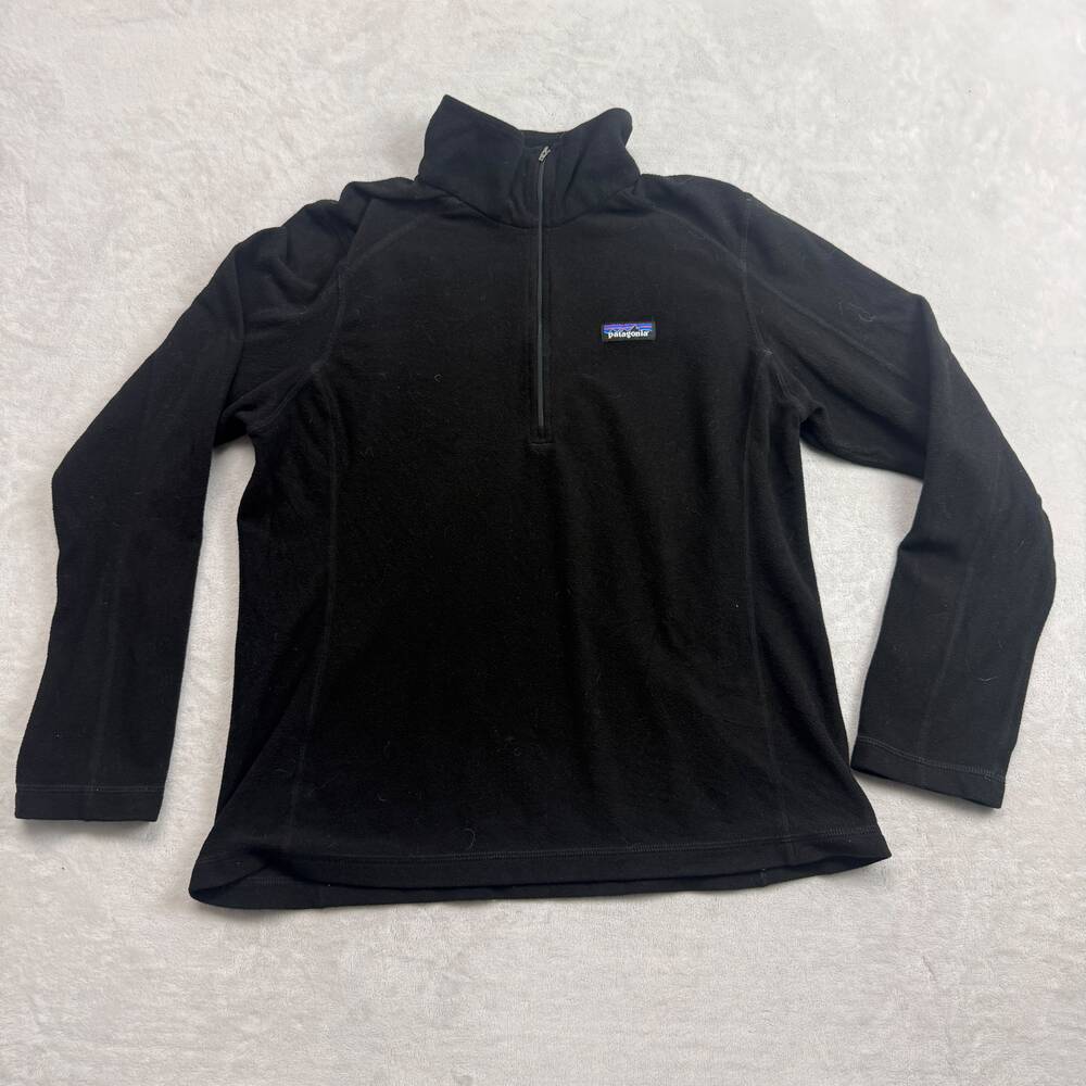 Patagonia Women's Black Quarter Zip Pullover Fleece Size L Lightweight Warm